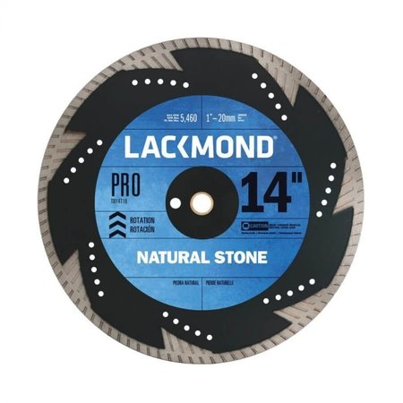 LACKMOND Diamond Saw Blade, Sintered Weld Turbo, Series PRO, 14 Blade Dia, 1 to 20 mm, WetDry, 12 mm TB14T10